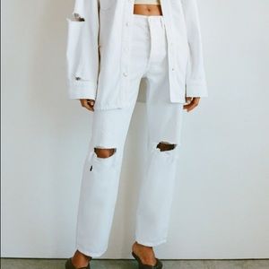 ZARA Straight Leg Ripped Jean